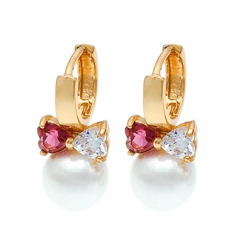 Di cristallo Del Cuore Della Perla Orecchini A Cerchio in Oro Orecchino Donne Pendientes Perla Aretes Parel Oorbellen Orecchini Perle Orecchini E0310: E0310R