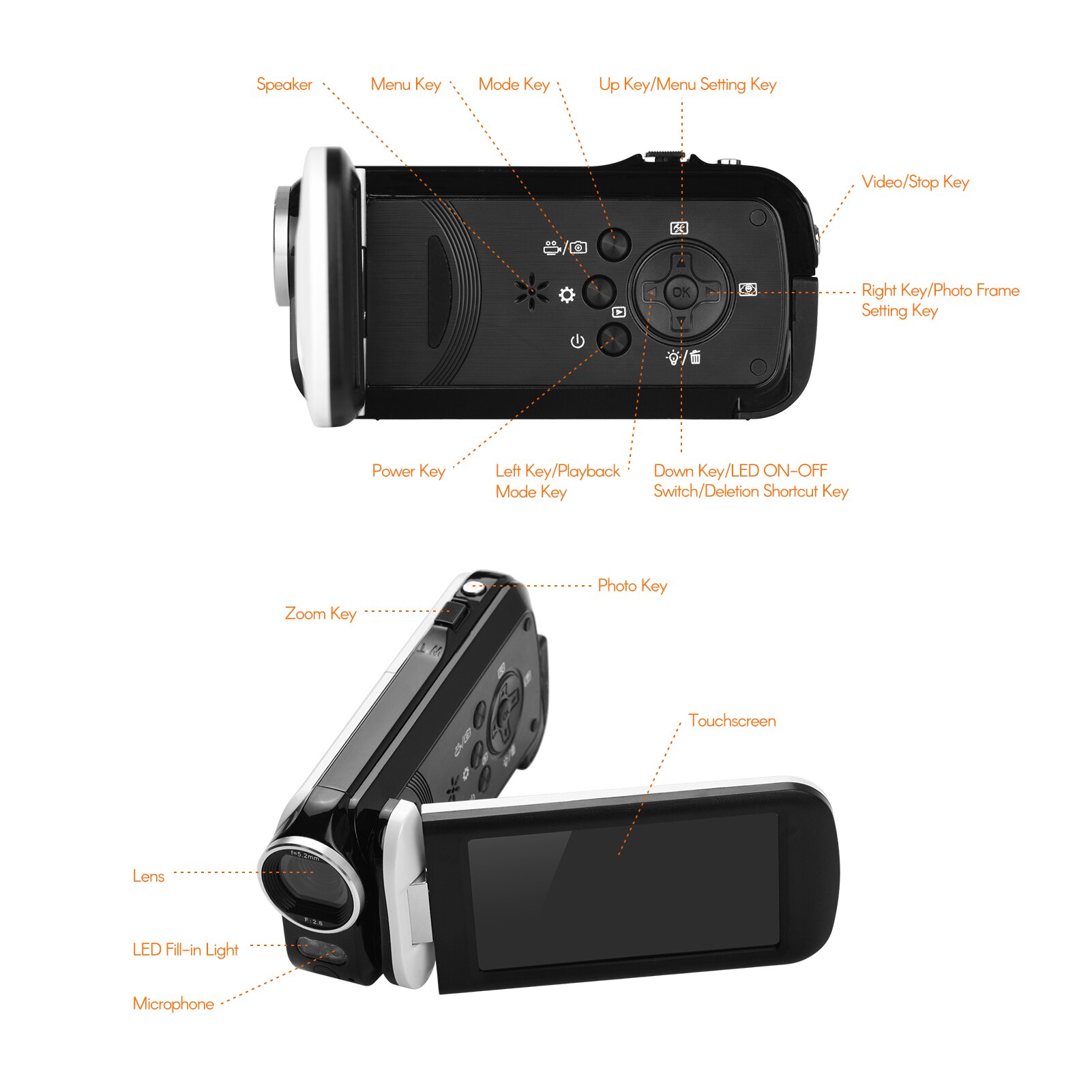 1080P voll HD Mini Digital Video Kamera DV 24MP 3 Zoll LCD Touchscreen LED Füllen-in Licht w/batterie Fernbedienung für freundlicher
