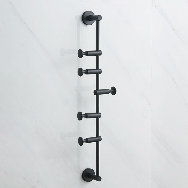 Ellen Roterende Handdoek Haak Badkamer Hardware Slaapkamer Doek Hanger Muur Kapstok Zwarte Goud Afgewerkt ELS05: Black-5 Rotation