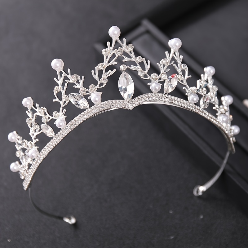Zilveren Kleur Kristal Kroon Vrouwen Bruids Bruiloft Barok Strass Prinses Diadeem Tiara Haar Sieraden Accessoires Hoofddeksel
