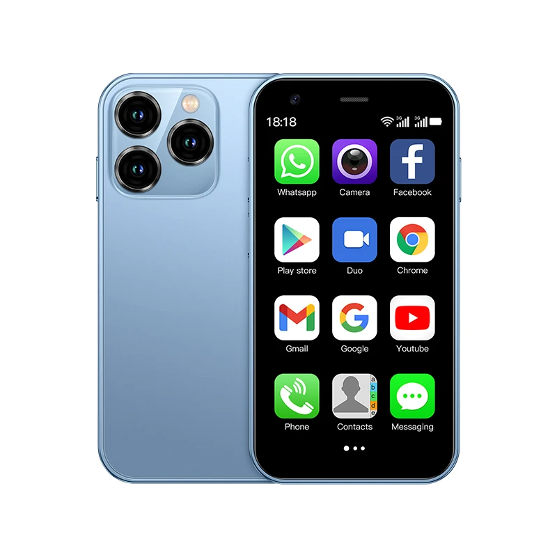 SOYES XS15 Ultradünnes 3,0-Zoll-Kleintelefon 2 GB + 16 GB Android 8.1 Dual-SIM-bereithalten-3G-Mini-Smartphone 1000 mAh WLAN-GPS-praktisch: Blau / Offizielle standard