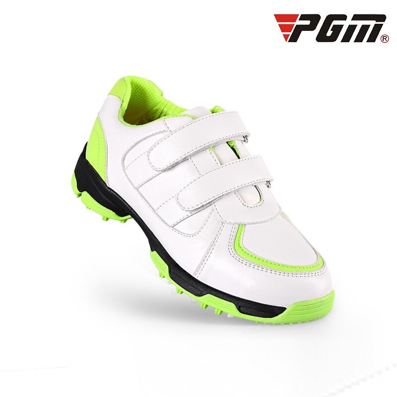 PGM Children Golf Shoes Girls And Boys Leisure Section Fixed Nail Waterproof Non-slip Sneakers Kids Comfort Soft Sports Shoes: Green / 3