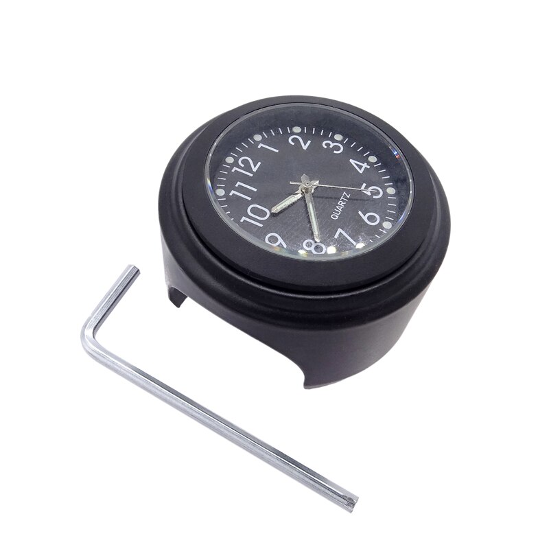 Motorfiets Quartz Klok 7/8 "Waterdicht Chrome Fietsstuur Mount Horloge Aluminium Lichtgevende Klok Universele Accessoires: Black