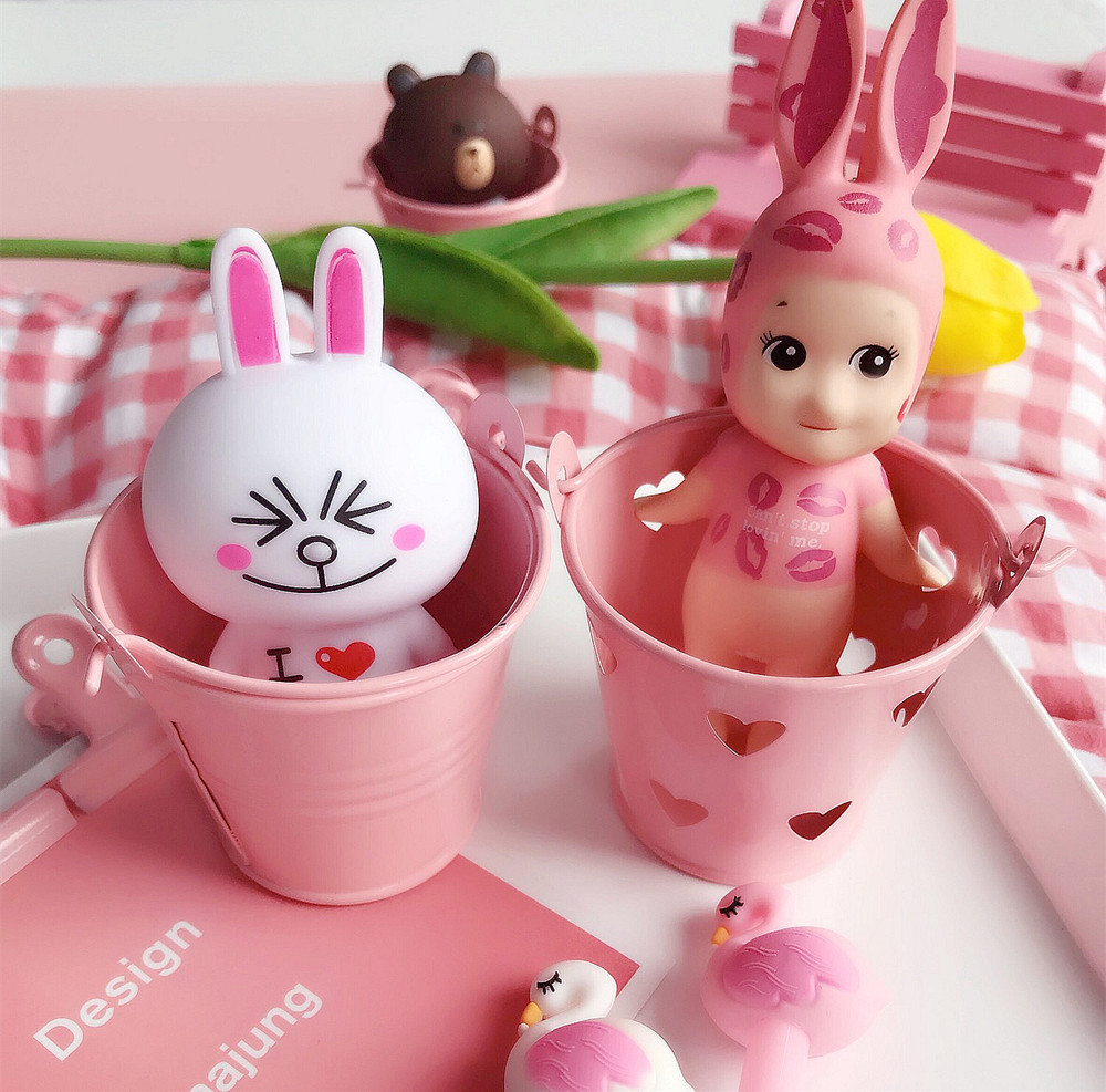 Sød pige hjerte mini pink stationær papirholdere spand opbevaring penneholder blød sød boks soveværelse opbevaring 6.0cm*5.5cm 1 stk.