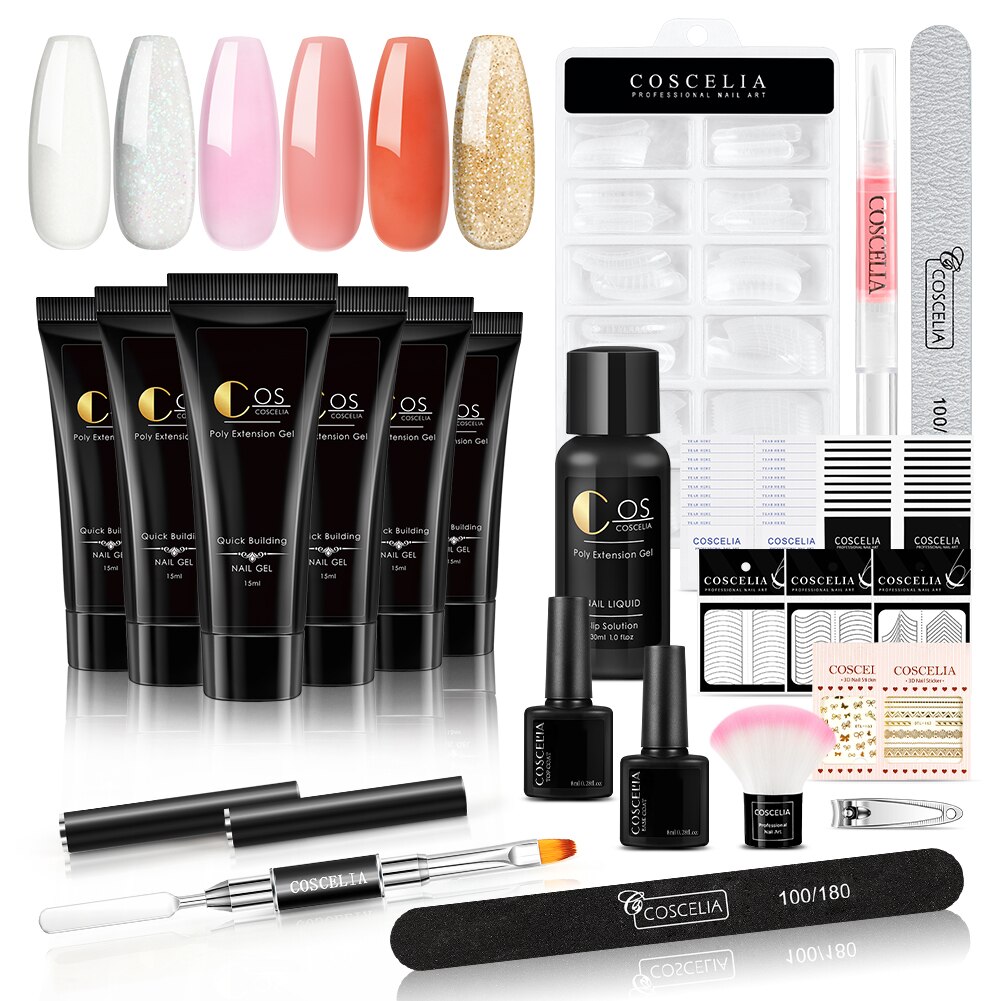 Manicure akryl poly negle gel kit sæt kunst dekorationer gel til forlængelse gel negle kit til negle: Sæt 09