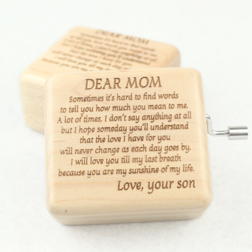 Rosiking Carved wooden hand crank You are my sunshine Music Box Carved Mechanism For Frends Girl and Children Birthday