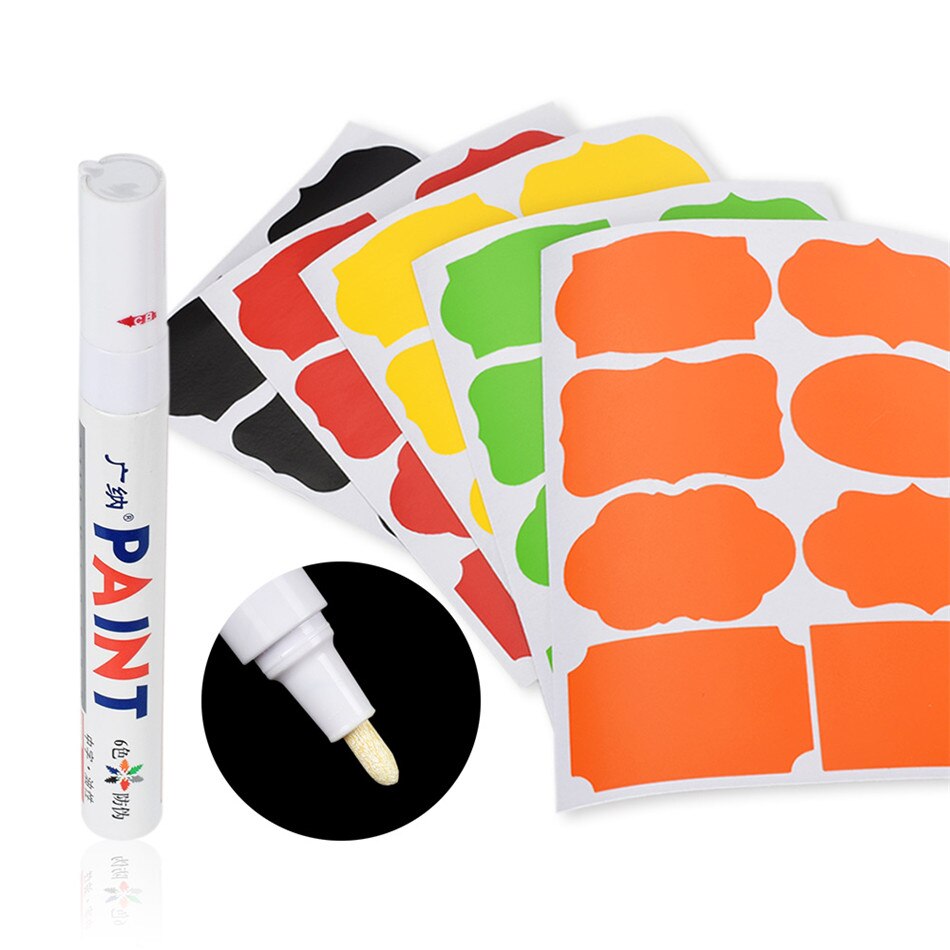 Étiquette autocollante pour épices de cuisine, étanche, avec stylo marqueur, pour bocaux et bouteilles, 48 pièces/ensemble