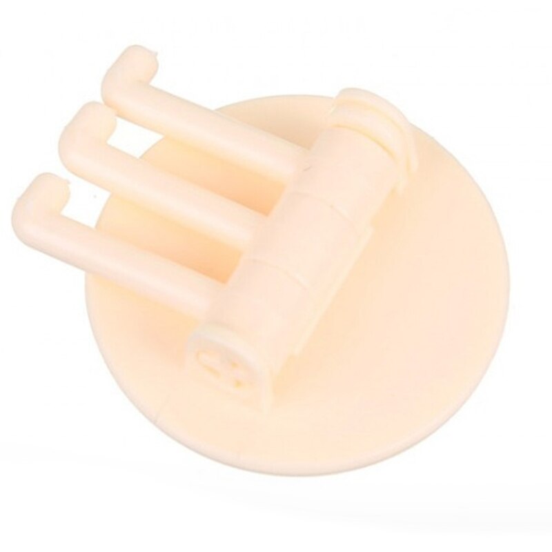 Plastic Sticky Household Non-Marking Paste 3-Branch Rotating Hook Holder: Dark Khaki