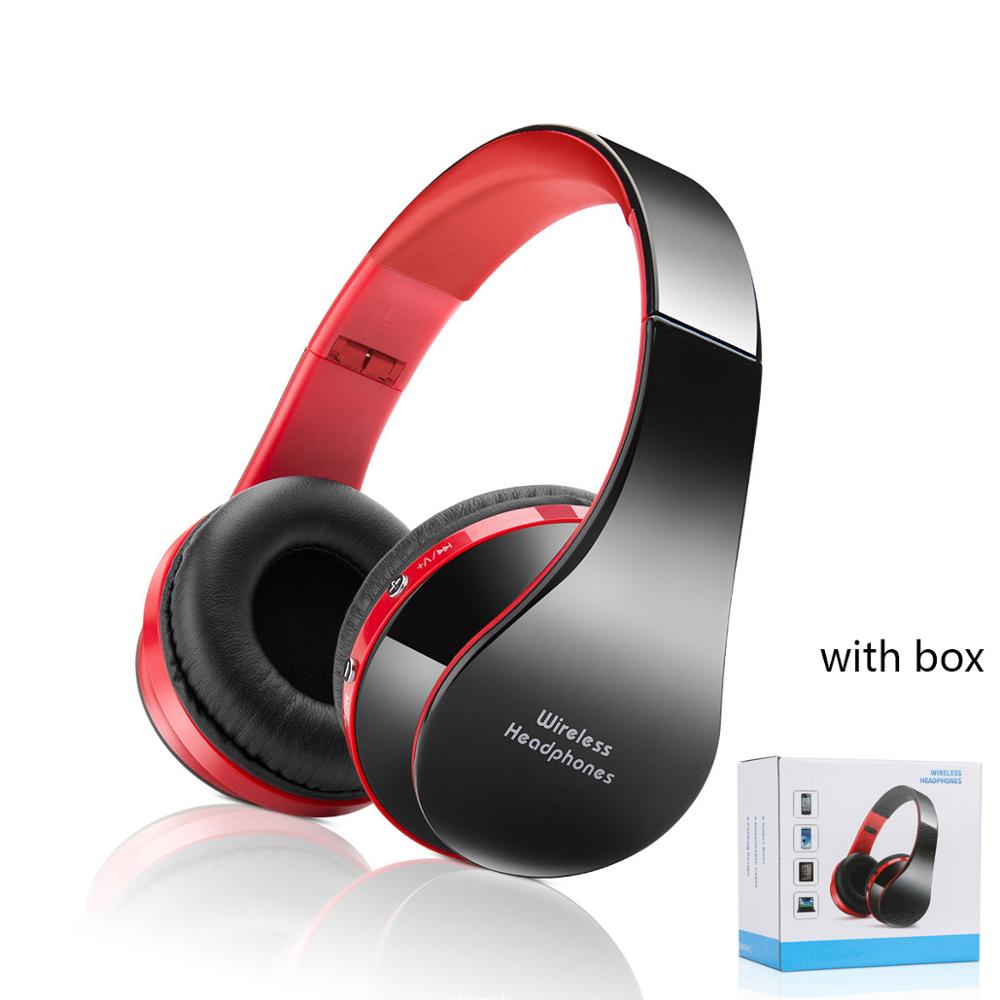 Wireless Bluetooth Headset Headphones Stereo Foldable Sport Earphone bluetooth earphone Microphone headset and earhook 2: Red with box