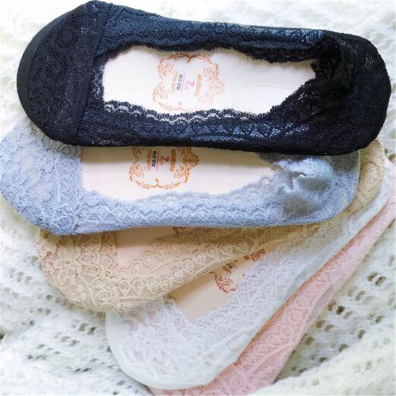 Silikon flachen Frauen Spitze Slipper Socken unsichtbar Nahtlose Mädchen niedrig schneiden Stiefel baumwolle Dicke Socken Hausschuhe Anti- Unterhose