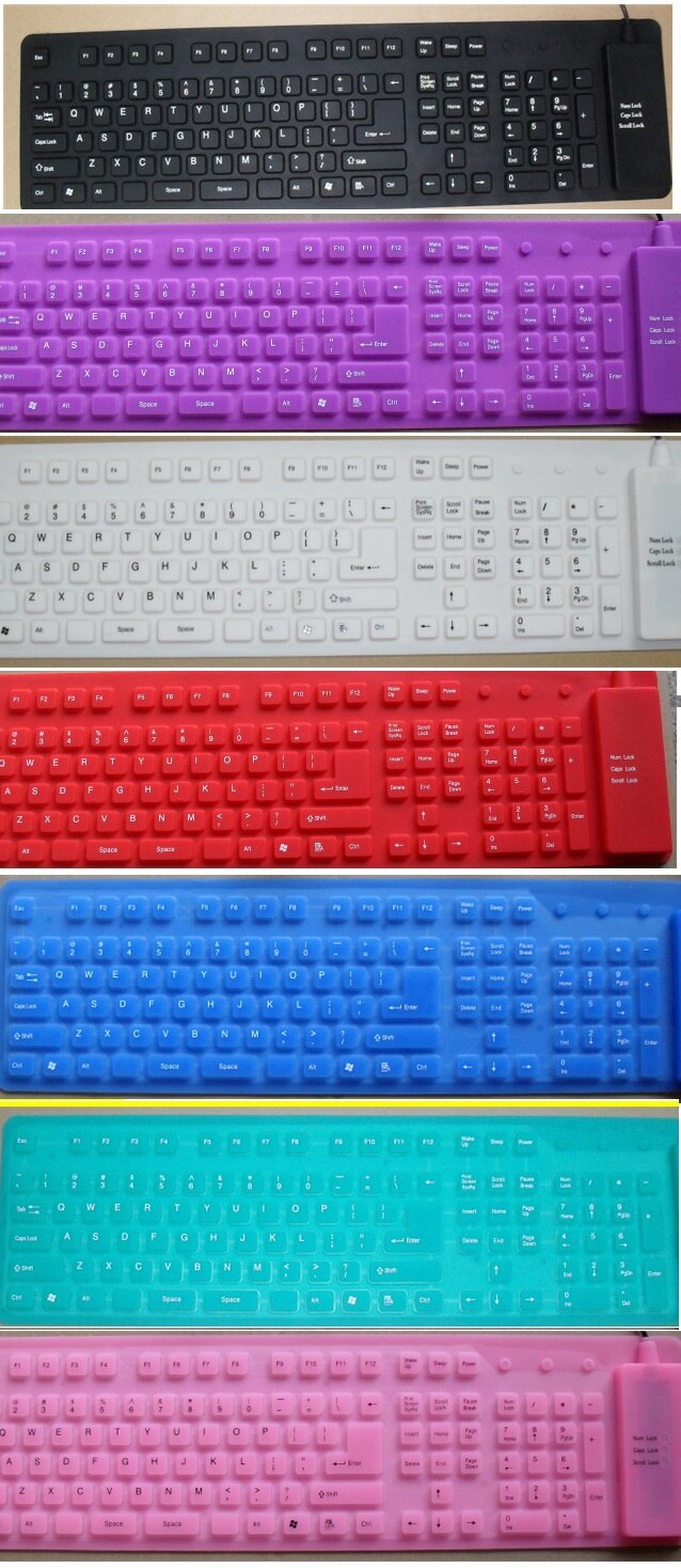 109Keys Keyboard USB Wired Soft Silicon Keybarod Foldable Waterproof Keyboard For PC Desktop Laptop