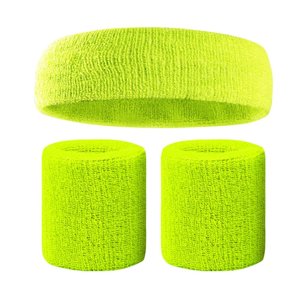 Fitness Elastic Headband Breathable Sweat Absorbent Hair Band Head Wrap Sweatband Cotton Set: YY