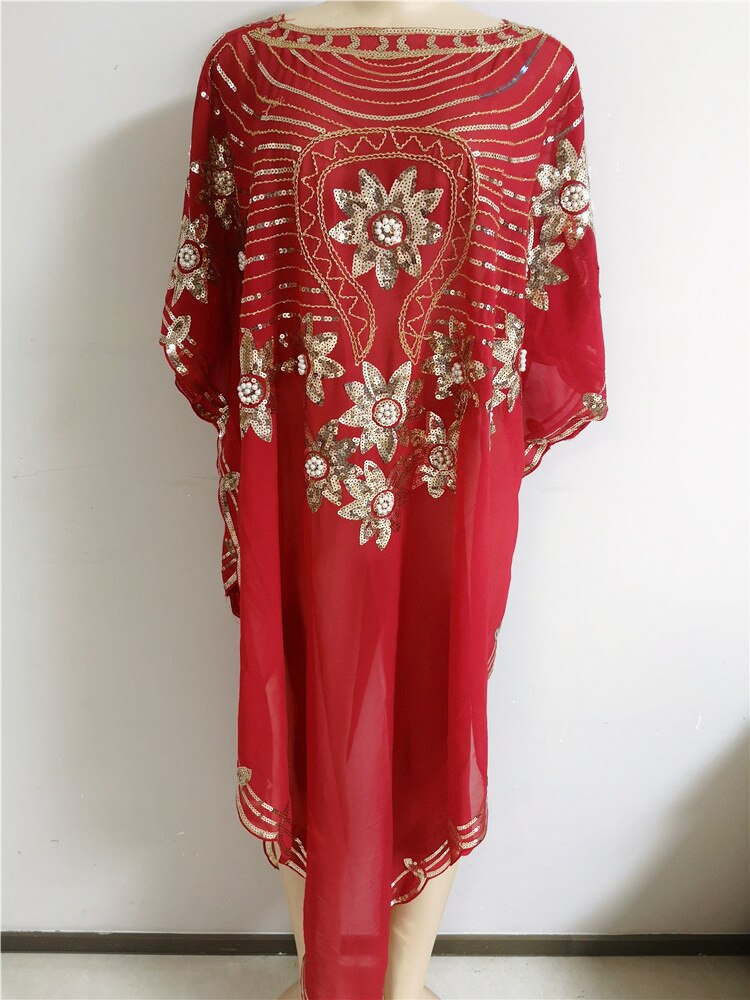 Vestido africano feminino vestido africano lantejoulas alta qualidade moda superior africano vestido feminino um casaco: Vermelho