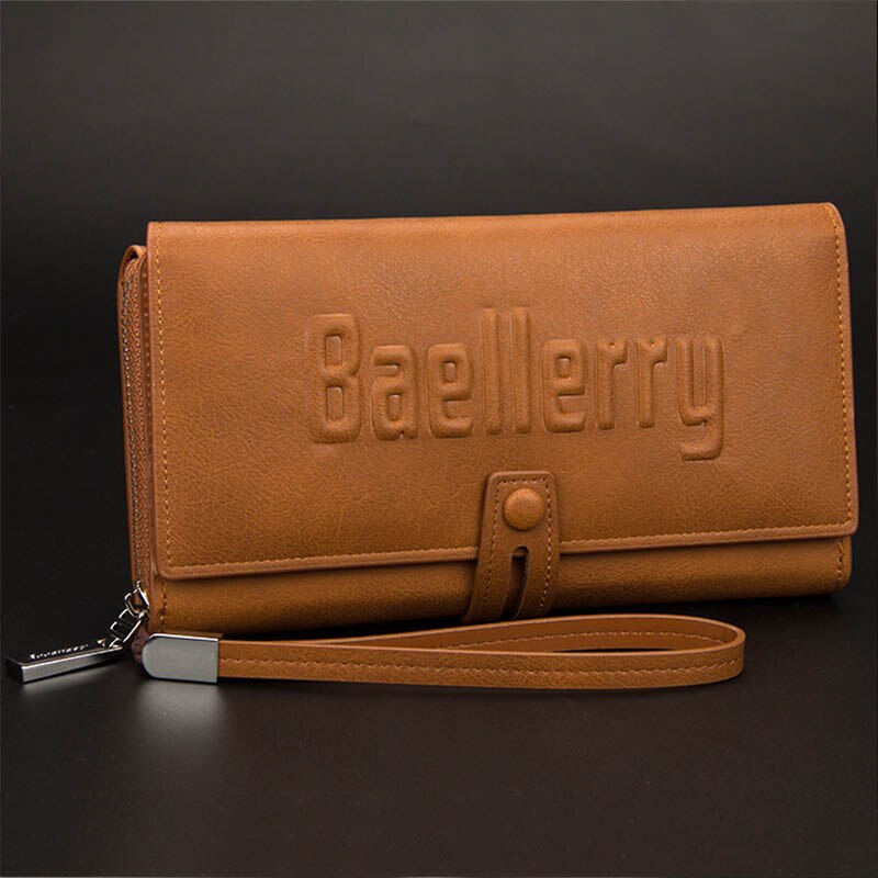 Baellerry Unisex Long Wallets Letter Card Holder Phone Coin Pocket Purse For Men Large Capacity Wallet For Women: Light Coffee