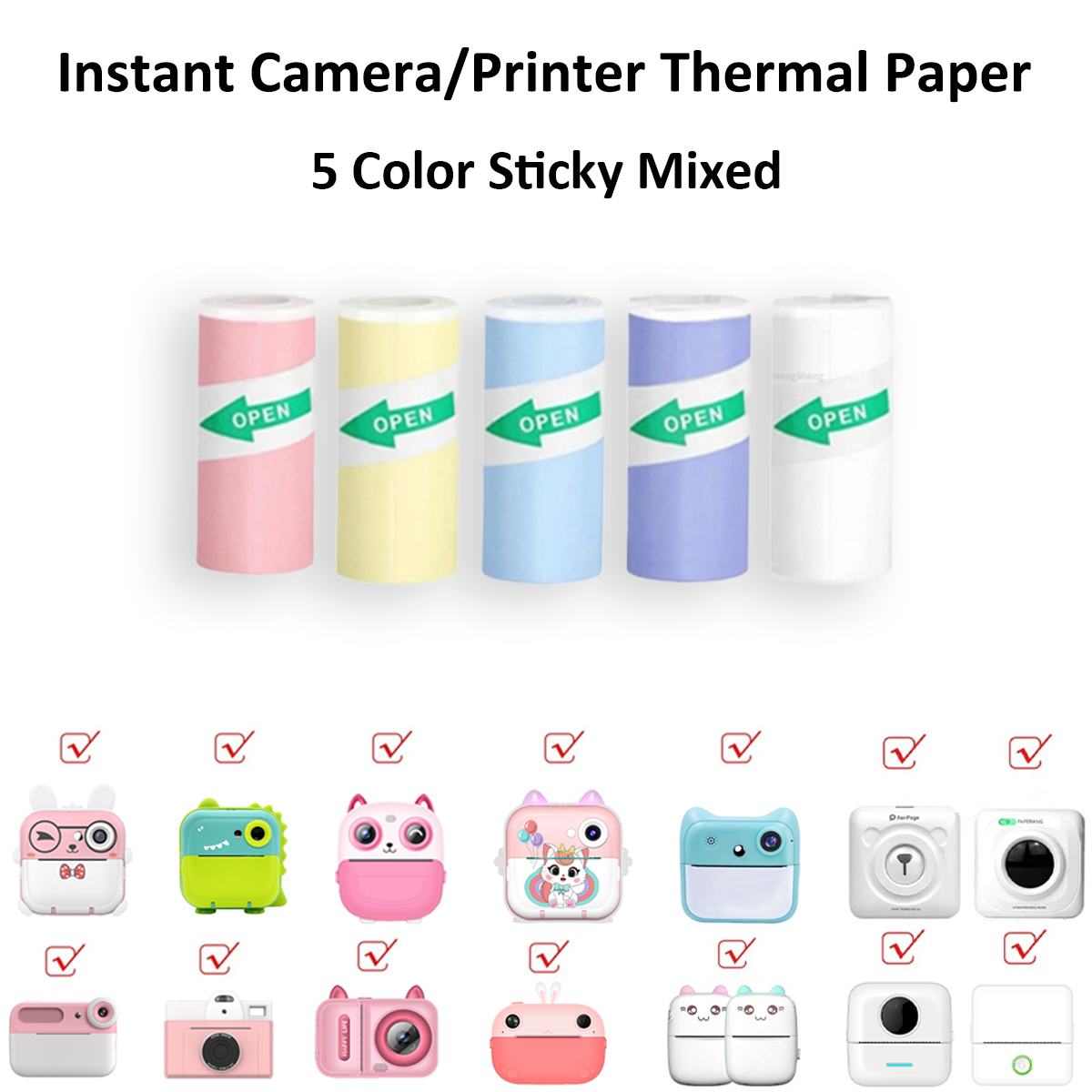 Kids Camera Instant Print Refill for Kids Instant Camera Thermal Printing BPA Free,57x25mm White Non-Adhesive Photo Print Rolls: Navy Blue