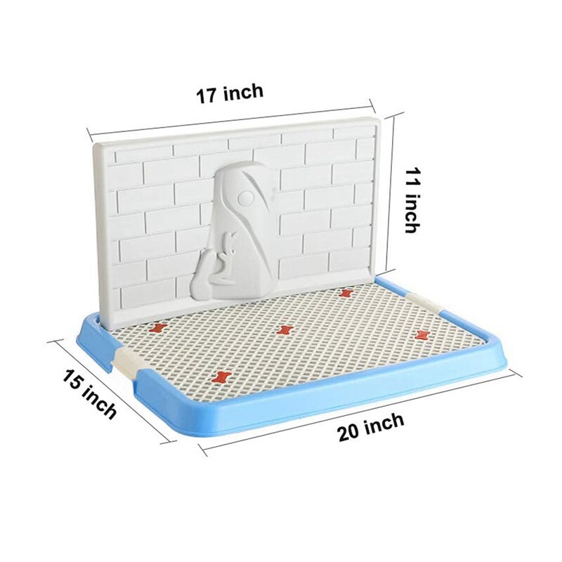 Indoor Pet Dog Puppy Potty Tray with Pee Post Protection Simulation Wall,No-Torn Puppy Pad Dog Toilet for Male/Boy Puppies and