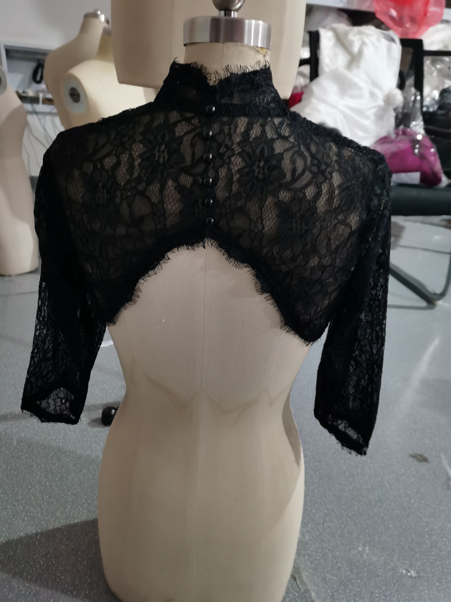 Bridal Lace Zwart Ivoor Wit Bridal Bolero Jasje Bolero 3/4 Mouwen Wedding Bolero Jas