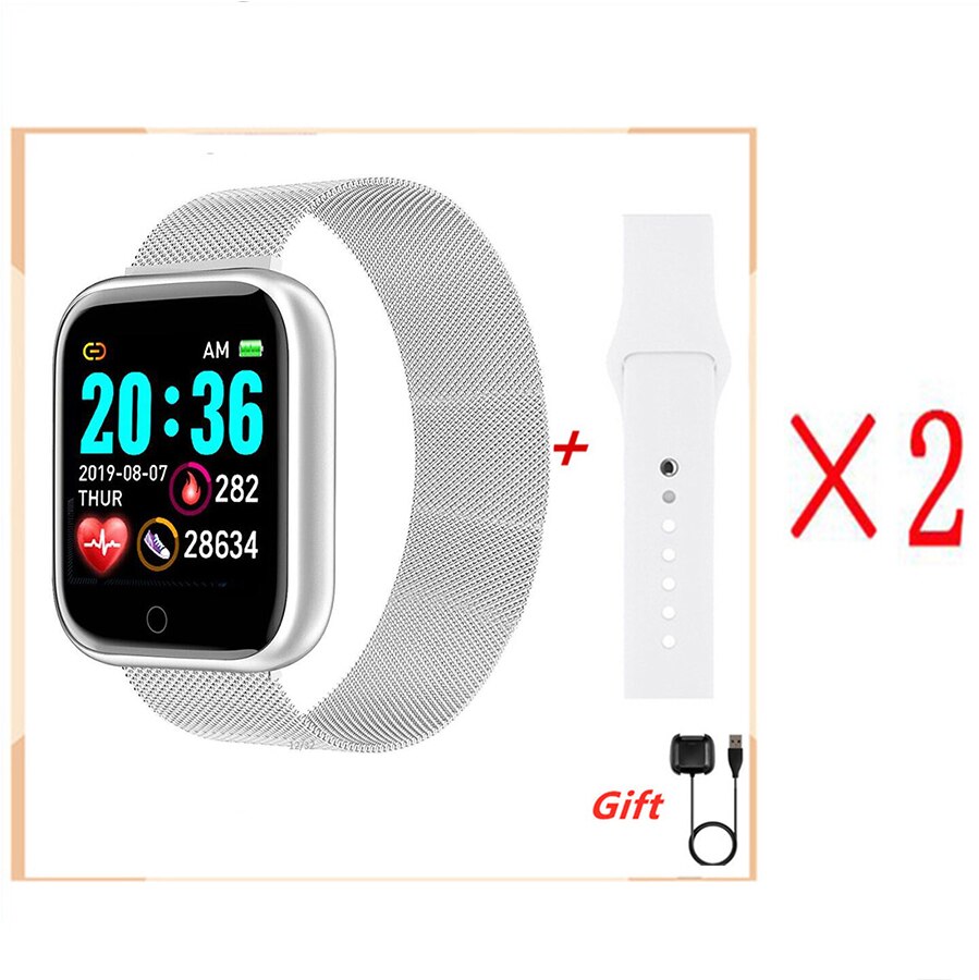 Link Vip-2222 Per Gli Uomini di Acciaio Astuto Della Vigilanza di Frequenza Cardiaca Misuratore di Pressione Sanguigna Monitor Delle Donne di Sport di Forma Fisica di Smartwatch Orologi 2020: silver metal strap2