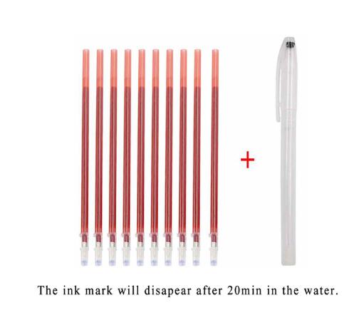 1Set Fabric Markers Pencil Fade Out for Drawing Lines Disappearing Marker Pens PP Multi Purpose DIY Craft Sewing Accessories: red water vanish