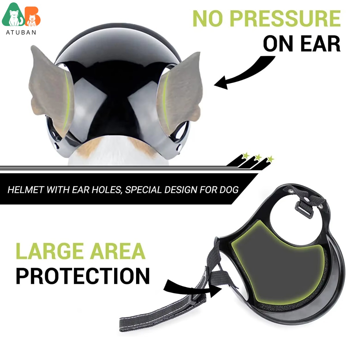 ATUBAN Lunettes pour chiens de petite taille avec casque, 2 lunettes de soleil pour chiens et ensemble de casques pour chiens de petite et moyenne taille pour la conduite en plein air et la marche