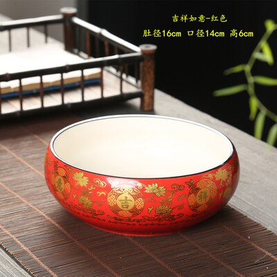 Bol de lavage de thé, brosse d'écriture, pot kung fu accessoires à thé en céramique stylo de sable violet bol d'eau de lavage de thé plante hydroponique: red 2