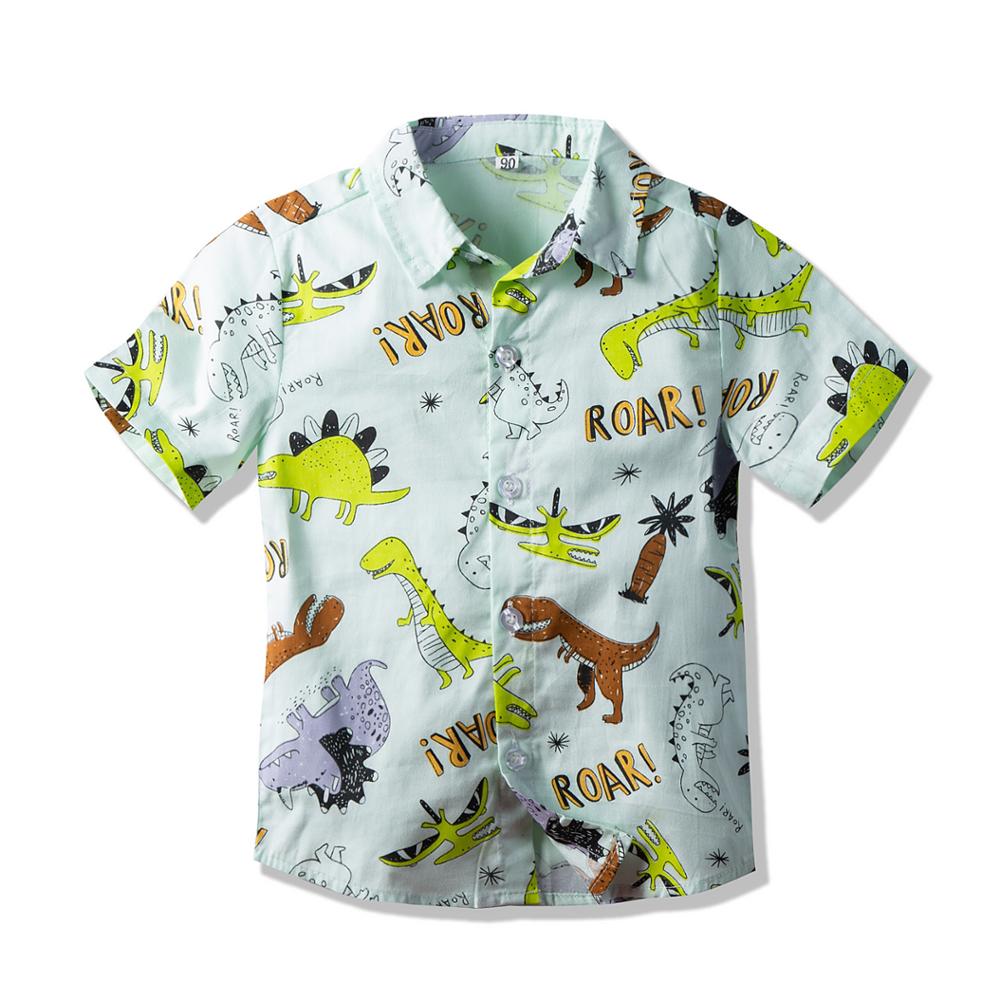 Kimocat para bebé niño ropa otoño primavera niños camisa de manga larga guapo estampado de dinosaurio niños de algodón Casual camisas de algodón sólido: syb1951 / 3 años