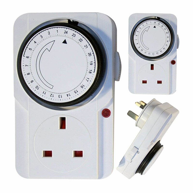 24 Hour Mains Plug In Timer Switch 13A 220V-240V Time Clock Socket UK Plug Durable Timing Socket Control Switch Outlet