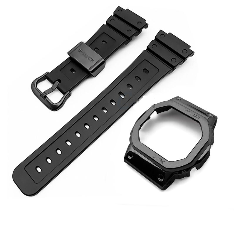 Funda de Metal + correa de goma para reloj G-SHOCK DW5600/5610 GW5600E, carcasa de acero inoxidable para Casio DW/GW5000 DW5035, accesorios