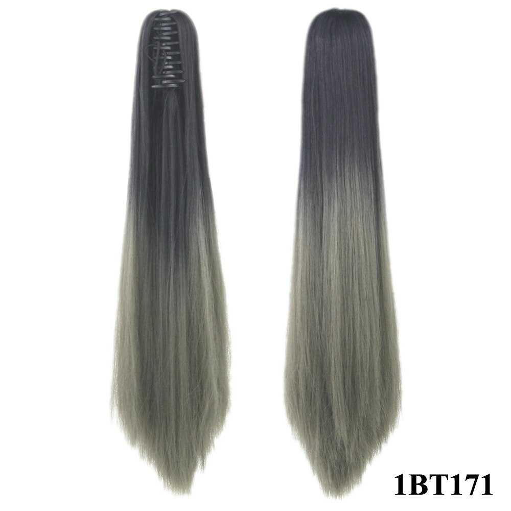 Lange Rechte Synthetische Paardenstaart Vrouwen Ombre Hair Stuk Staart Hoge Temperatuur Fiber Pony Tail Hair Extensions voor Dame: 1bt171