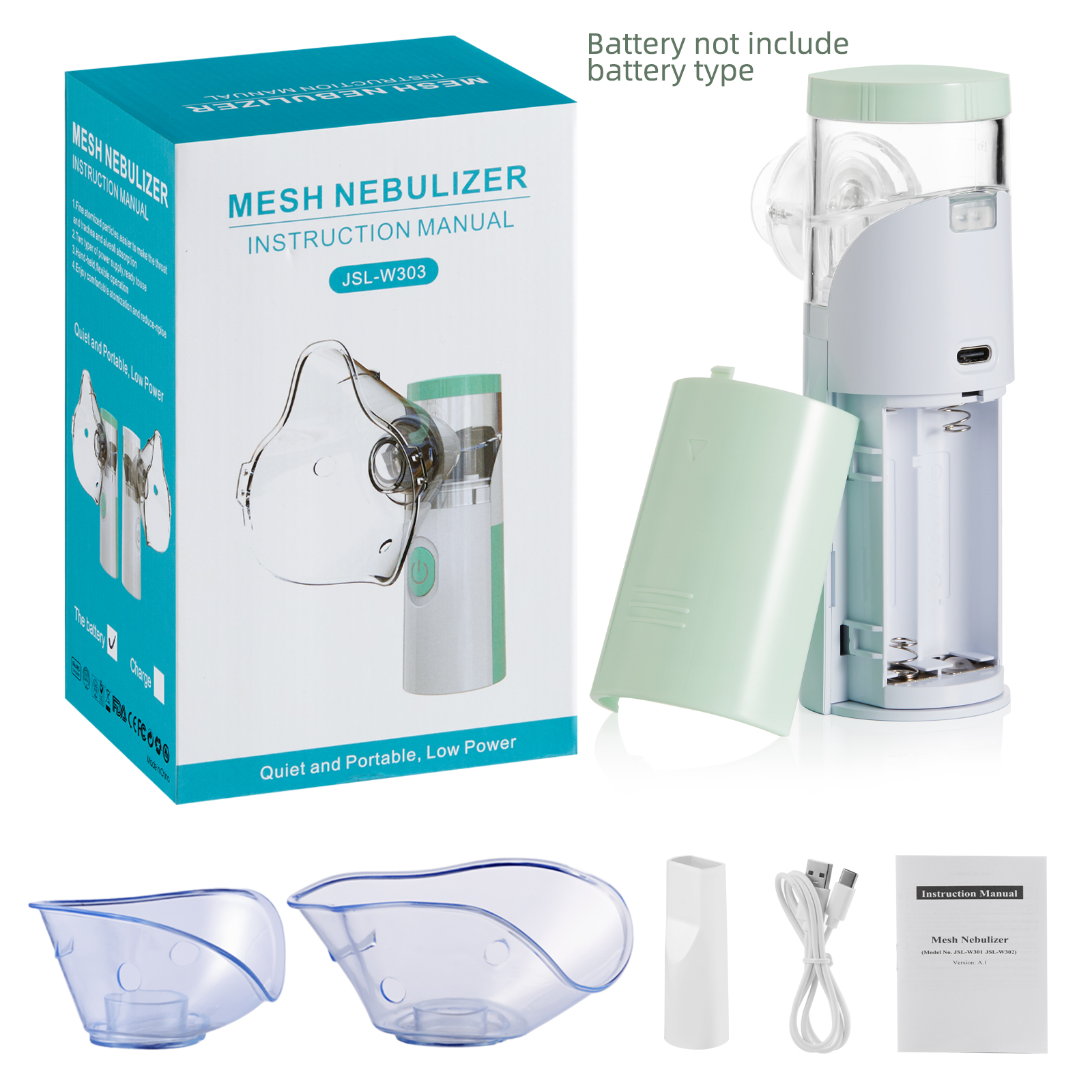 Nébuliseur médical silencieux en maille pour l'extérieur, inhalateur d'asthme portatif, atomiseur, soins de santé pour enfants, Mini nébuliseur Portable, humidificateur: PLEINE COULEUR