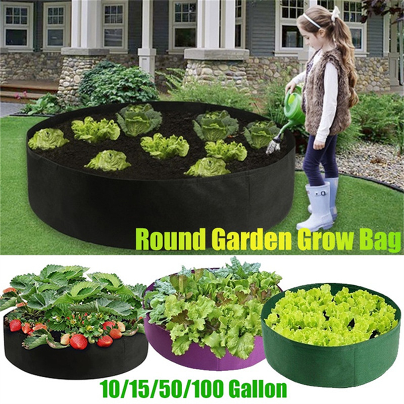 Maceta de tela de 10/15/50/100 galones para plantas, cama elevada para jardín, contenedor de plantación redondo, bolsas de cultivo, maceta de tela de fieltro transpirable