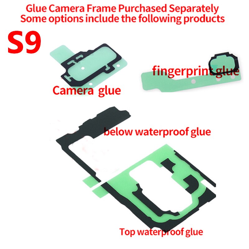 For SAMSUNG GALAXY S9 G960 G960F Battery Cover Back Glass Cover S9+ S9P S9 PLus G965 G965F Battery Cover Rear Door Housing Panel: S9-Glue