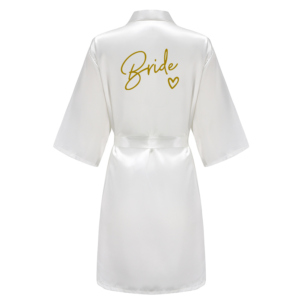 Bruiloft team met zwarte letters kimono satijnen pyjama bruidsmeisje badjas bruid gewaad: M / YELLOW