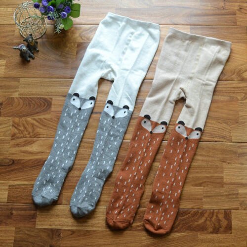 Kids Baby Meisjes Panty Dier Vos Polka Dot Zachte Katoenen Warme Gebreide Panty Anti-Slip Herfst Winter Floor Kous been Warmer: Bruin / S