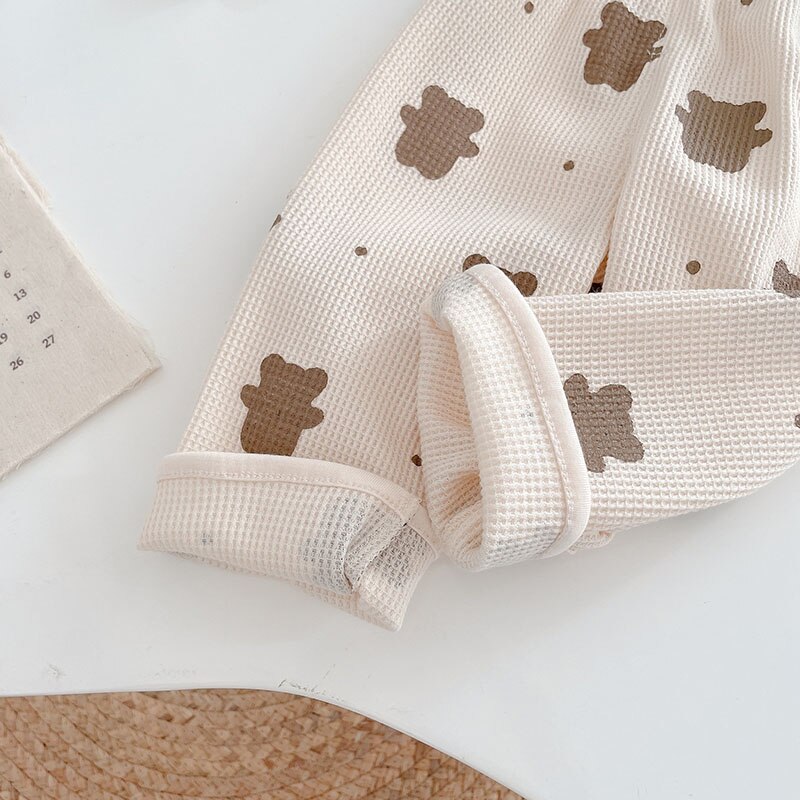 MILANCEL-Conjunto de ropa de otoño para bebé, pijama para niño pequeño, traje de oso, ropa de dormir de Waffle infantil,