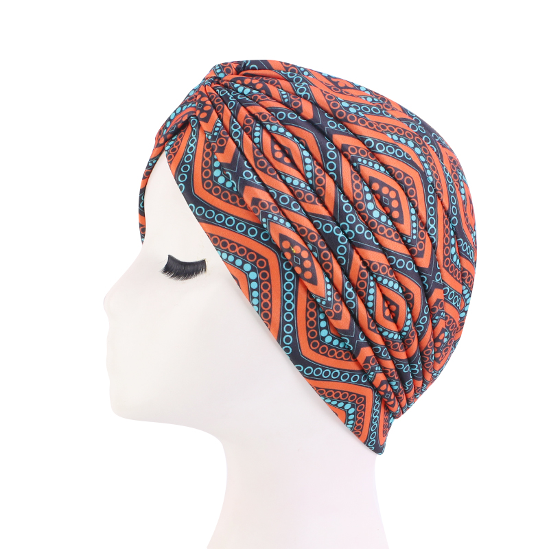 Kvinders print blomsterknude kræft flæse kemohue beanie tørklæde turban hoved wrap strikket hue hårtab tilbehør: Brun