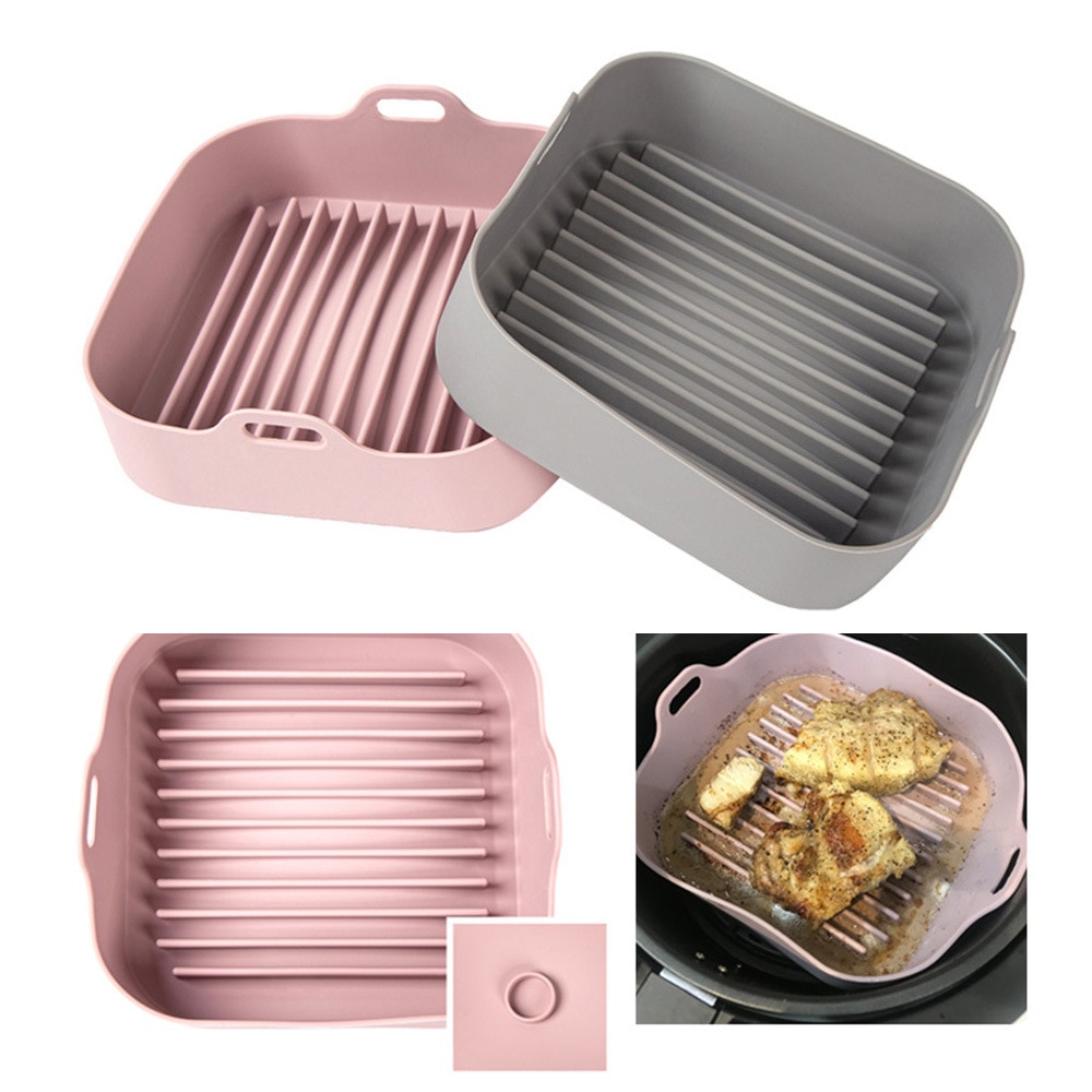 Airfryer Siliconen Pot Oven Bakplaat Gebakken Pizza Kip Mand Mat Ronde Vierkante Replacemen Air Friteuses Grill Pan Accessoires