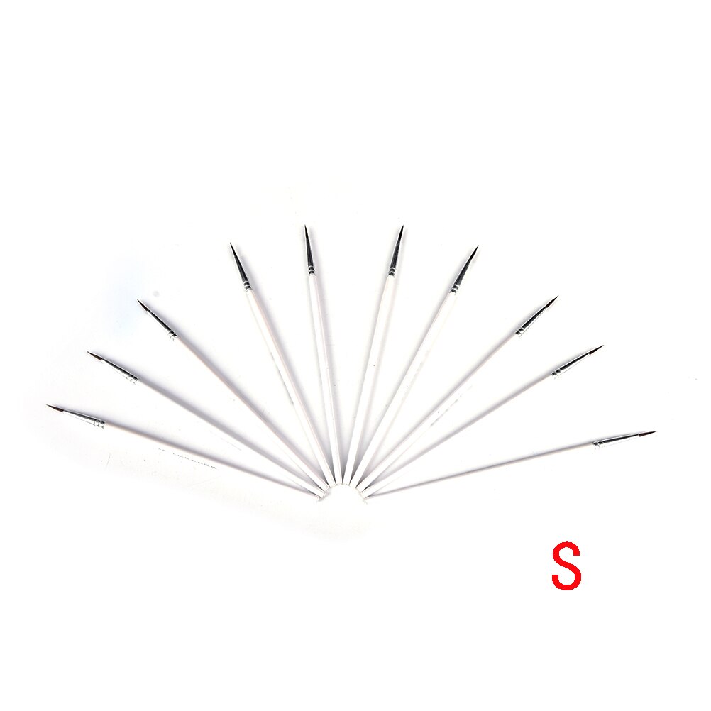 10 stk fin håndmalet hook line pen rund spids akvarel tegning pensel hvid træ stang pen elev maling efter nummer penne: S