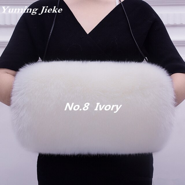 Vintage Thick Faux Fur Muff Winter Hand Warmer Wedding Cloak: Ivory