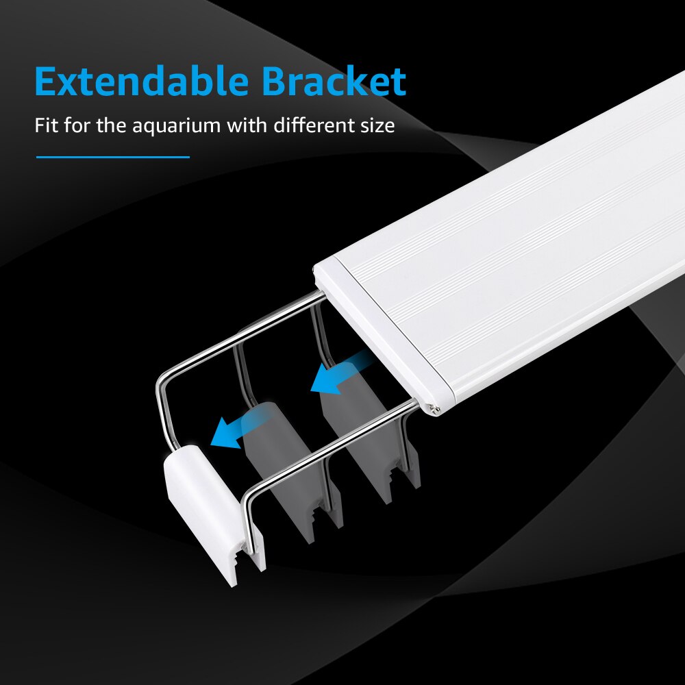 Svanur led akvarielys hvid og blå 20/40/60 cm udtrækbar clip on lampe akvarielys til ferskvandsplanter, der vokser