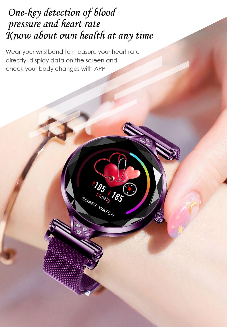 H1 montre intelligente femmes Fitness Bracelet fréquence cardiaque pression artérielle Fitness Tracker Smartwatch dame Bracelet intelligent bande PK AK15