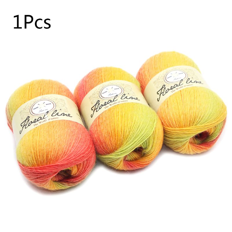 Soft Worsted Yarn Rainbow Gradient Colors DIY Baby Knitting Wool Shawl Scarf Crochet Thread Supplies: 16