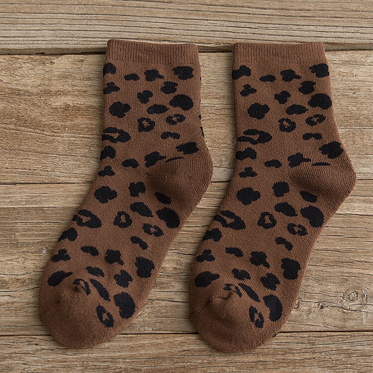 Spotted Leopard Print Women Socks Cotton Terry Tube Thickened Warm Socks Cotton Korean Japanese Style Eur35-40: 04