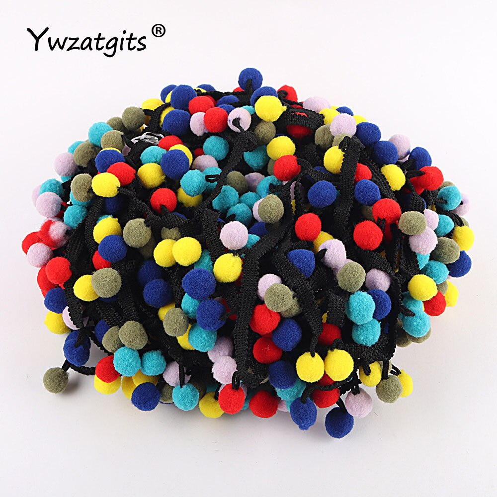 Ywzatgits 5Yards/Lot Tassel Fringe Pom Pom Ballen Trim Stof Lint Naaien Kledingstuk Schoenen Tas Materialen Accessoire YK0107: C3