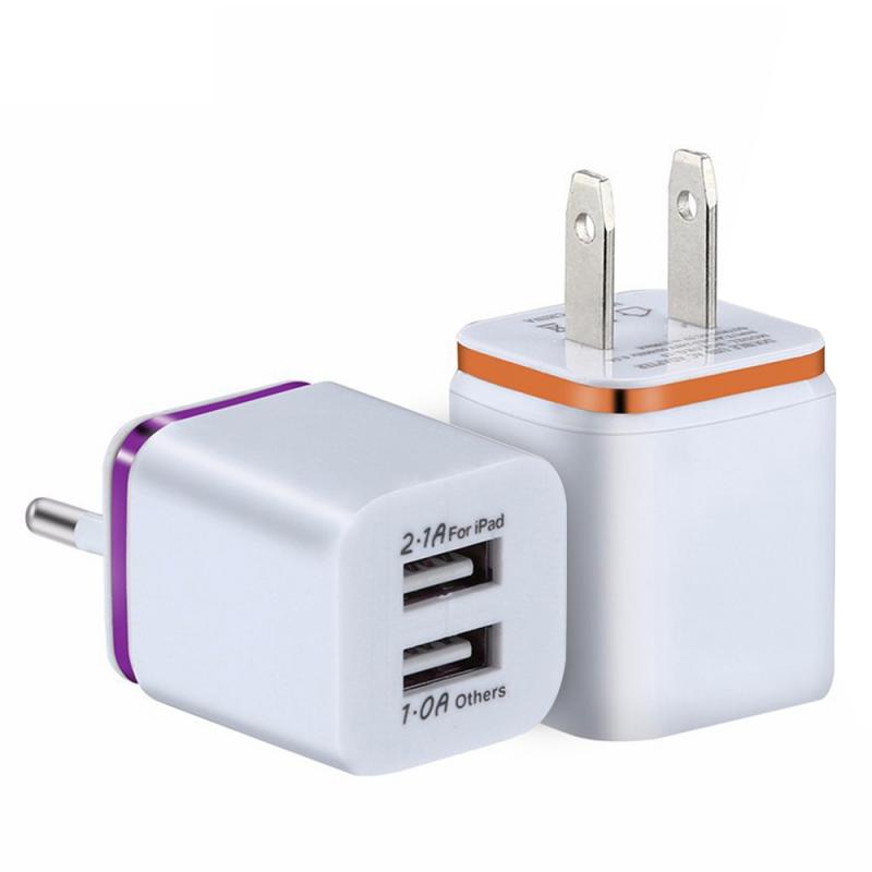 Cargador de enchufe de la UE y EE. UU., adaptador Universal inteligente, doble USB, adaptador de enchufe de viaje para hogar y oficina, accesorios para teléfono móvil