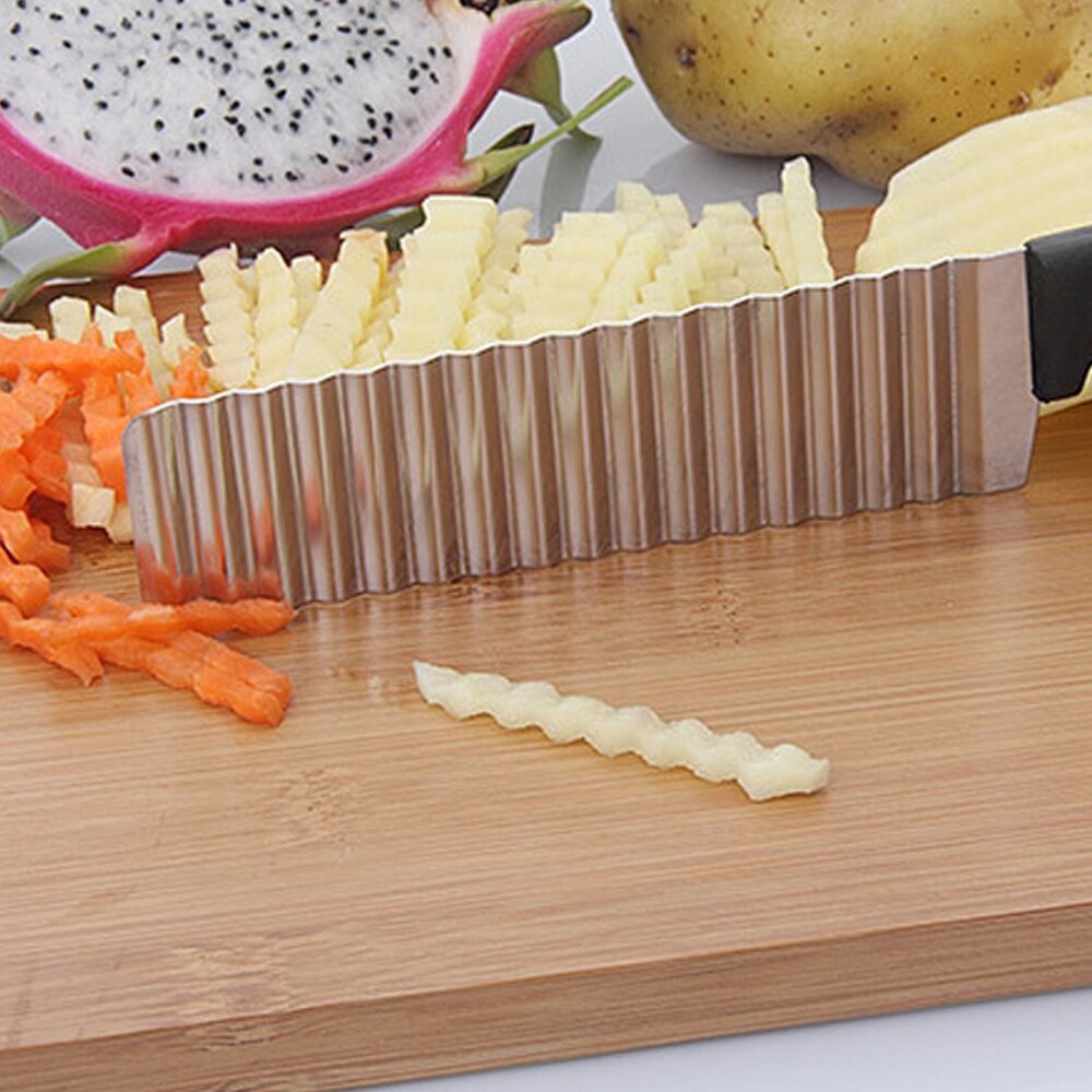 Cuchillo ondulado de acero inoxidable para cortar patatas fritas, utensilio de cocina para cortar patatas fritas, rebanadas de corte corrugado