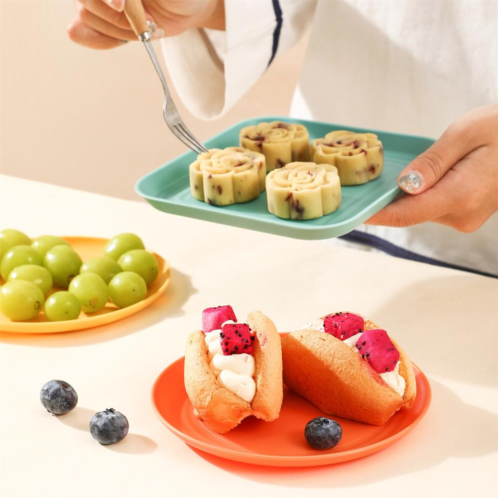 Piccoli piatti di plastica quadrati rotondi da 10 pezzi