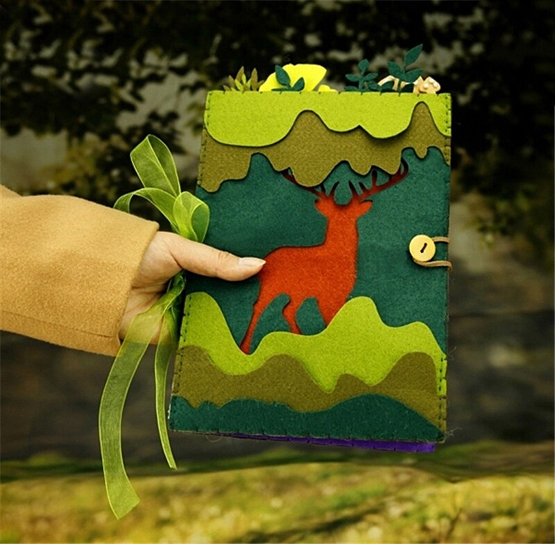 Álbum de temática de bosque hecho a mano para niñas y niños, álbum de fotos, tarjetas postales, libro de fieltro, Simple, experiencia de bricolaje, paquete artesanal