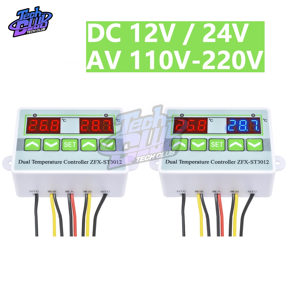 Termostato Digital LED ST3012, controlador de temperatura con pantalla Dual 10A, termómetro DC 12 24 220 V, Control térmico con Sensor NTC