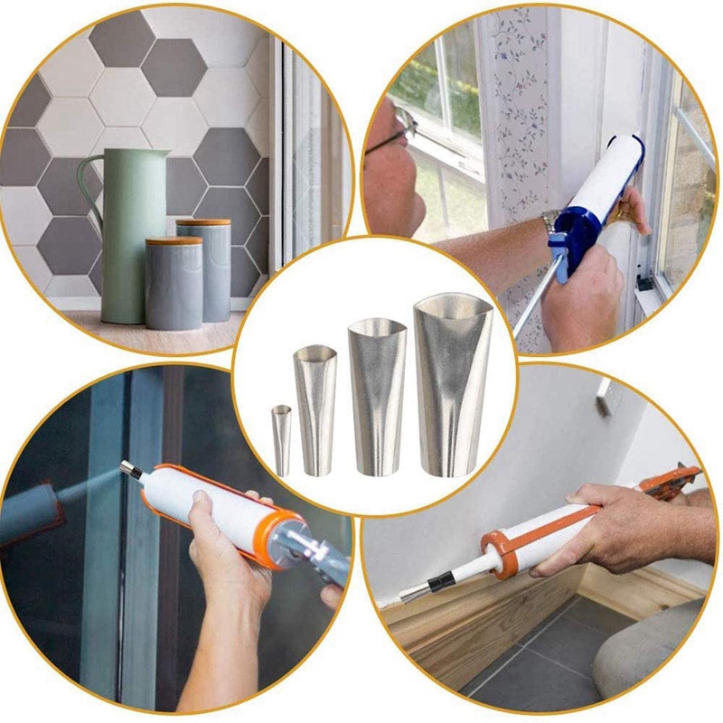 14Pcs Abdichten Düse, Edelstahl Dicht Düse, Abdichten Werkzeug, Dichtmittel Finishing-Tools Mit 4 Pcs Schaber